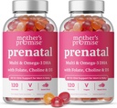 Synnynnäinen vitamiini Gummies kanssa DHA ... Vegaani prenatal vitamiineja naisille Omega 3, Folaatti, Koliini & D3, Raskaus Vitamiinit sikiön kehitykseen...