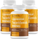 Liposomaaliset tokotrienolit 1000 mg - korkea hyötyosuus E-vitamiini Tokotrienolit täydentää, 95% Delta & 5% Gamma Tokotrienoli kapselit Tuki iho, luu, antioksidantti, 180 Softgels
