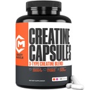 Kreatiinikapselit, 5g Premium 3X ThreeAtine Pre Treenout Bulk Lihasmassan saantiin, korkea imeytyminen Helppo ottaa Creatiini Monohydraatti pillerit Vaihtoehtoinen Optimum Performance miesten naisten 180 kapselia