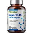 biophix Super B-15 100 Veggie Caps - Niacin kalsiumkoliini Inositol DMG TMG - Tukee Terve Happienergia tasoilla