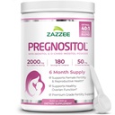 Zazzee PREGNOSITOL Powder, 6 kuukauden tarjonta, Myo-Inositoli ja D-Chiro-Inositoli 40:1 Hedelmällisyys Blend, Ilmainen Scoop tarkka annostus, Premium Balanced Formula, 183 Tarjoilut, Vegan, Kaikki luonnolliset ja ei-GMO