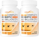 Probiootit naisille ja miehille, 300 miljardia PMY 11 kanta + Luomu Herbal & Digestive Enzymes, Probiootit digestiiviselle terveydelle, kaasulle ja turvotusta, immuuni, Gut Health for Women & Men, Hyllytabletti, 120 kapselia