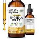 Wild & Organic Rhodiola Rosea Tincture - Mielialatuki - Rentouttava Rhodiola Supplement - juuriuute Liquid Drops - Vegaani, sokeri ja alkoholiton - 2 fl oz