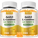 2 Pakkaus Acetyl L-karnitiini Supplement, Natural Nutrition Supplement for Boost Energy, Immuniteetti, Vegan, Orange Flavor, 120