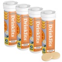 Drinklits Orange Daily Electrolyte Hydration Tabletit (4) Tube Bundle 0g Sugar ...