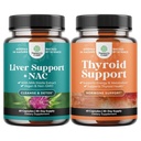 Bundle of Liver Support NAC täydentää Milk Thistle Extract, N Acetyl Cysteine ja Artisoke, ja kasviperäisten Kilpirauhasten tuki Complex - Potent Kelp Jodi for Hormone Balance - Mood & Energy