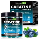 Kreatiini Gummies miesten ja naisten - 120 Count, 5000 mg Creatiini Monohydraatti, nollasokeri, lihasten kasvu & voimakkuus Booster, Pre-Workout Energy Supplement