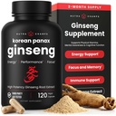 NutraChamps Korea Red Panax Ginseng kapselit ... Extra Strength Ginsenosides for Energy, Focus, Performance, Vitality & Immuunituki ... Korean Ginseng juuriuute (120, punainen)