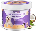 HICC PET silmäpyyhkeet koirille ja kissoille, eläinlääkärille suositellut koiran silmän infektion hoito, varovasti poistaa Kyyneltahra, Debris, vastuuvapauden - Hypoallergenic Pet silmänpesuaine silmät, ryppy, kasvot - 100kpl