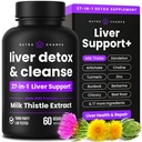 NutraChamps Liver Cleanse Detox & Repair Formula, 20+ Yrtit: Milk Thistle Extract kanssa Silymarin, Artisokka, Voikukka, Sikuri juurijauhe, Maksan tuki pillereitä täydentää, 60 kapselia