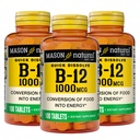 MASON NATURAL B,12 1000 mikrog Nopea liuotus, 300 päivän tarjonta terveellistä muuntaminen elintarvikkeiden energia (3 pakkaus)
