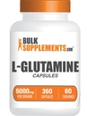 BulkSupplements.com L-glutamiinikapselit - Glutamiinilisä, Aminohappolisä - Gluteeniton, 6 kapselia/annos (5000 mg), 360