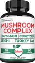 Satomi 10in1 Lions Mane Supplement Complex - Blended with Cordyceps Sinensis, Reishi Mushroom, Turkey Tail Mushroom & Others - 90 Count for 3 Kuukautta