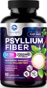 Psyllium Husk Kuitu Täydennys 1500mg - Vegaani Prebiootti, Liukoinen kuitu päivittäin Ruoansulatus & Säännöllisyys Tuki, Luonnollinen Psyllium Powder Caps, Sokeriton, Ei-GMO & Gluteeniton - 60 kapselia