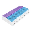 Ezy Dose Weekly (7-päivä) AM/PM Pill Organizer, vitamiini- ja lääkelaatikko, pienet pop-out-osastot, 2 Kertaa päivässä, sininen ja violetti Lids