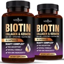 NEW AGE Biotin Collagen Keratin Hyaluronic Acid - 50,000 mcg hiusten kasvua Vitamiinit miesten ja naisten, kynsien, hiusten, ihovitamiinit ja DHT estoaine E-vitamiini Foolihappo kurpitsa siemen MSM- 180