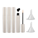 Lasenersm 4 Pieces 5 ml alumiinia Tyhjä Eyeliner Putket Täytettävä silmäripsien kasvu Nestemäinen pullo Muovi silmälasien injektiopullot putki harja silmäripsien kasvu öljy Mascara putki 2 Mini Funnels, Matte-Hopea