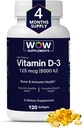 WOW lisäravinteet D3-vitamiini 5000 IU Softgels, 125 mikrog - D3-vitamiini 5000 IU Supplement for Strong Bones and Immune Support - non-GMO, Gluteeniton D-vitamiini 5000 IU - VIT D3 5000 IU Softgels - 120 Count
