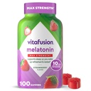 vitafuusio Max Vahvuus 10 mg melatoniinin Gammat, mansikan makuinen, aikuisen melatoniinin Gummy- vitamiinilisä, 100