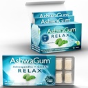 AshwaGum RELAX Gum by BetterGum, High Potency Supplement KSM 66 Ashwagandha ja Gaba, tukee stressiä ja ahdistuneisuus helpotusta, Cortisol tuki, Vaihtoehto Gummies, Sokeriton, 10 Pieces - 6 Pack