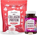 Mama Natural Prenatal Probiootti & Multi Collagen Protein Bundle - 25 miljardia PMY & 11g hydrolysoidut kollageenipeptidit raskauden, hiusten, ihon, kynsien ja ruoansulatuskanavan tukea