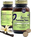 SUNBIOTICS Maha- välilehdet - pureskeltava Probiootti ja prebioottiset tabletit 18 miljardia PMY 4 Probioottikannat Good Gut Flora, Immuunijärjestelmä, & Balanced Microbiome - Vanilla, (Pakkaus 1)