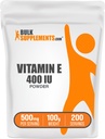BulkSupplements.com E-vitamiini 400 IU Kuiva-aine - D-Alpha Tokoferoli, Ravintolisät - Gluteeniton, 500 mg per tarjoilu, 100g (3.5 oz) (pakkaus 1)