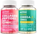 Hydrolysoitu kollageeni Peptides pillerit + Vegan Omega 3 täydentää D3-vitamiini K2