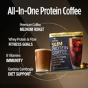 VitaCup Slim Protein Coffee Shake for Diet Support, Instant Coffee w/Whey Protein Powder, B-vitamiinit & kuitu, Dietian kehitetty suorituskykyä ja makua, make kuin jääkahvi tai Shake, 20 tarjoiluja