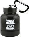 ONMYWHEY - Protein Powder & Supplement Funnel Keychain, Portable To-Go Container for the Gym, Treouts, Fitness, & Travel - TSA hyväksytty, Whey Hard Play Hard