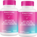 Pink Stork Myo-Inositol & D-Chiro Inositol täydennysosa - Hormonaalinen tasapaino naisille - Munasarjojen tuki - 40:1 suhde - hedelmällisyys täydentää naisille - 180 kapselia, 2 kuukauden tarjonta