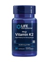 Life Extension Mega K2-vitamiinin korkea teho vahvoille luuille, kliinisesti tutkittu 45 mg K2 Annostus, edistää tervettä luun tihentymistä, Gluteeniton, ei-GMO, 30 kapselia