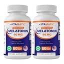 Vitamatic melatoniini 60 mg nopeasti liuottavat tabletit - 60 Vegan Natural Berry Flavor Tabletit - ei-luontotyyppimuoto - ei-GMO, Gluteeniton (2 pullo)
