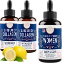 WINDSOR BOTANICALS Liquid Collagen 2-pakkaus ja nestemäinen rauta naisille Kauneus ja hyvinvointi Bundle