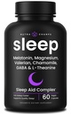 NutraChamps 10-in-1 Natural Sleep Aids aikuisille - Melatoniini, Lemon Balm 1000mg, Chamomile 400mg, Valerian Root 600mg, L Theanine, L Tryptophan, GABA, Magnesium uniapu