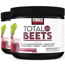 Force Factor yhteensä Beets Drink Mix Superfood Powder with nitrates tukemaan verenkiertoa, typpioksidia, energiaa, kestävyyttä ja kestävyyttä, sydän- ja verisuonitautien täydentää, 60 tarjoiluja, 2-pakkaus
