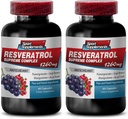 Resveratrol Supreme 1200mg Maximum Strength Plus 1200 Red Wine Lisäravinteet, resveratrol täydentää punainen viini, resveratrol antioksidantti, punainen viini uute resveratrol, punainen viinirypäleen siemen 2 pullot