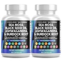 Clean Nutraceuticals Sea Moss Black Seed Oil Ashwagandha Turmeric Rakkorapu Murdock & C-vitamiini D3 kanssa Elderberry Manuka Voikukka Keltainen Dock Jodi klorofylli ACV - 2Pack