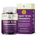 Extra Strength Iron Gummies naisille ja miehille - Potent 45 mg per Tarjoilu purutabletti täydentää naisille ja miehille C-vitamiinia suurempi Imeytyminen - Vegaani päivittäin Iron Gummy Ei Keinotekoisia makuja
