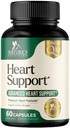 Heart Supplements for Men & Women 1650mg - Antioksidantteja Heart Health Support CoQ10, Hawthorn, Plant Steroli & enemmän vitamiineja tukemaan typpioksidin ja energian tuotantoa, ei-GMO - 60 kapselia