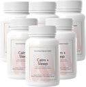 Ravinneltu luonnollinen - Rauhoitu + Sleep Capsules for Deep Rest & Rentoutumista Ashwagandha, kamomilla, Tart Cherry Extract, Passionflower, L-theanine, & Magnesium - 360 kapselia