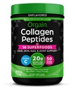 Orgain Hydrolysed Collagen Powder + 50 Organic Superfoods for women & Men, 20g Grass Fed Collagen with C-vitamiini, makuamaton - hiukset, iho, kynsi, & Joint Support Supplement, non-GMO, tyyppi I & III, 1lb