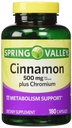 Spring Valley - Cinnamon 500 mg Plus Kromi, Twin Pack, 2 pulloa 180 kapselia
