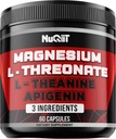 Magnesium L-treonaatti, L-Theaniini, Apigeniinin täydennysosa - 60 kapselia - Vaikuttava hyöty keskittymisestä, miellyttävä mieli & aivojen terveys - 10% Elementaali Magnesium