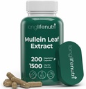 LongLifeNutri Mullein Leaf 1500mg 10:1 Extract - 200 kasvissyöjän kapselia, luomumullein Leaf Powder, yrttilisä hengitysteiden hoitoon, 2-kuukautishuolto, ei-GMO, GMP Certified, Valmistettu Yhdysvalloissa