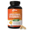 NutriFlair Liposomal C 1700 mg, 180 kapselia - suuri imeytyminen, rasvaliukoinen VIT C, suurempi biologinen hyötyosuus Immunomy System Support & Collagen Booster, ei-GMO, vegaaniset pillerit