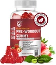 Pure Natural Pre-Workout Gummies Creatiini Monohydraatti & Green Coffee Bean Extract - Energia, Focus, Endurance Boost, Mansikka maku, 60 Gummie
