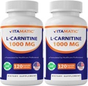 Vitamaattinen L-karnitiini Fumarate 1000 mg - 120 Vihanneskapseli (2 pulloa)