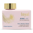 Loyal Boric Life - Boric Acid Vaginal Suppositories - 600mg - Tukee Odor Control - edistää emättimen tasapaino - Soothes epämukava - Valmistettu USA - 30 Count