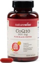 NatureWise CoQ10 200mg + Black Pepper Softgels - High Imeytyminen Coenzyme Q10 + Black Pepper - Antioksidantti sydänterveyteen + soluihin energia - Vegaani, ei-muuntogeenisiä organismeja, gluteeniton - 90 kreivi[90-päivä toimitus]